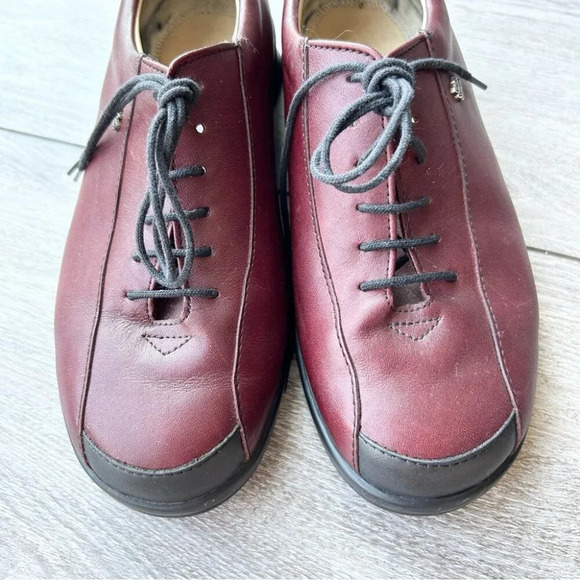 FINN COMFORT Dijon Burgundy/Red Leather Lace Up Loafers Made In Germany - Picture 3 of 16